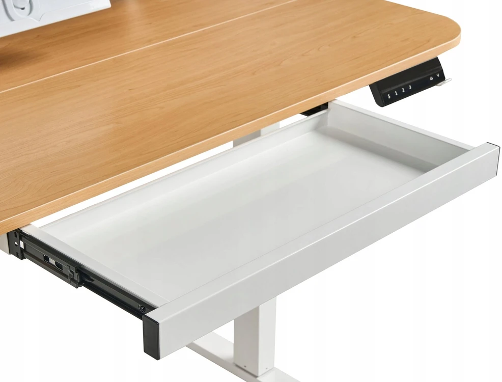 Beliani Elektriškai reguliuojamas stalas WILBANKS šviesiai rudas / baltas 120 cm 60 cm su USB jungtimi