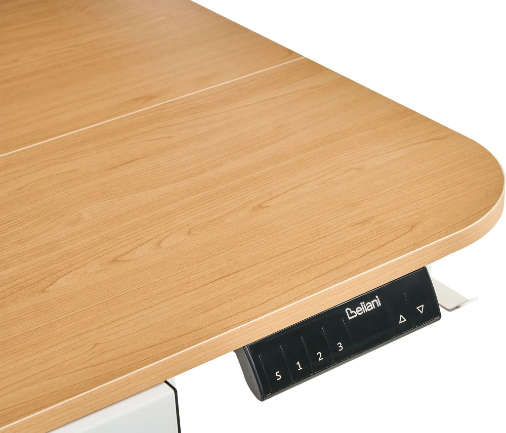 Beliani Elektriškai reguliuojamas stalas WILBANKS šviesiai rudas / baltas 120 cm 60 cm su USB jungtimi