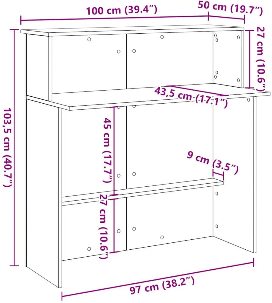 Registratūra, artisano, 100x50x103,5 cm, apdirbta mediena
