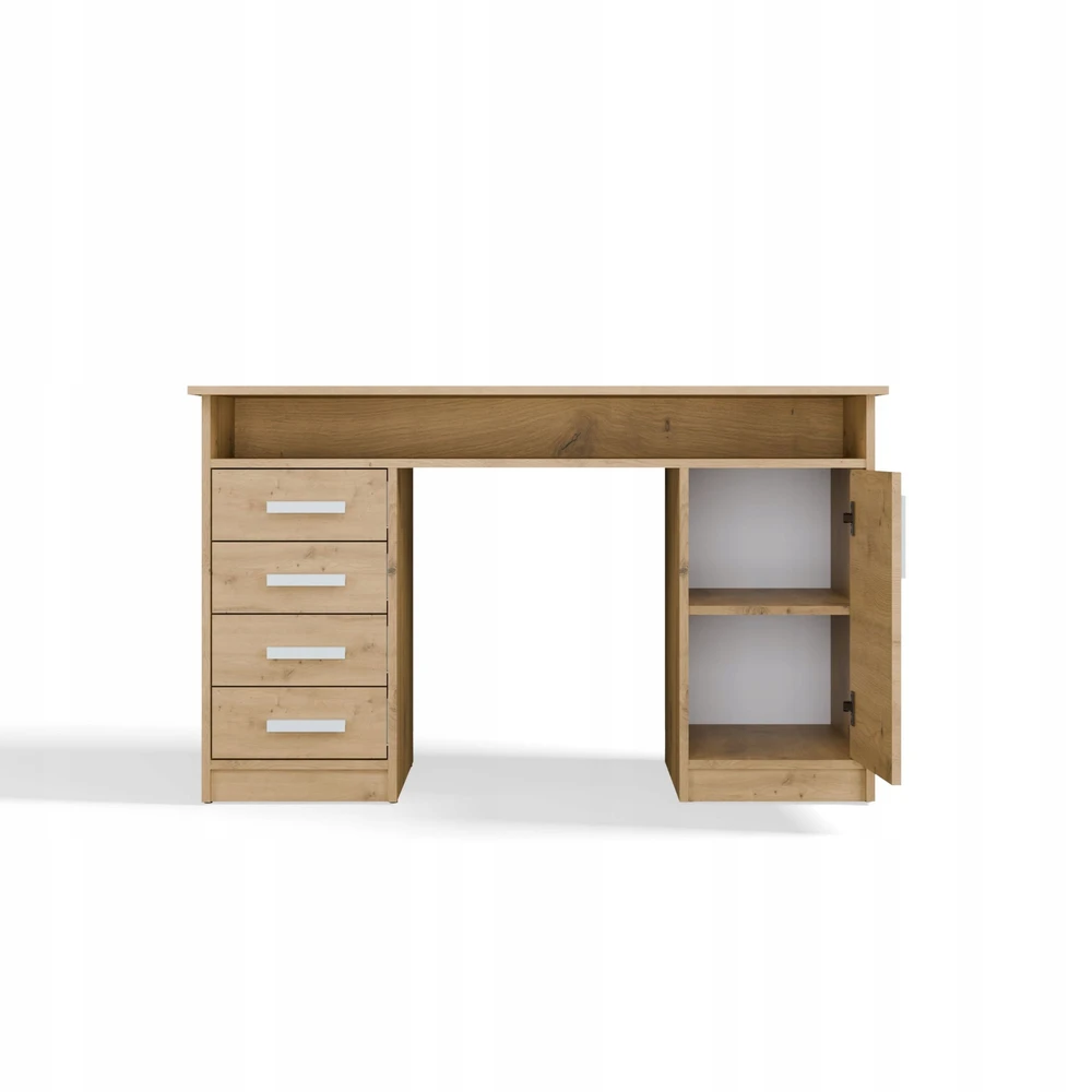 Top E Shop Topeshop ADA DESK Ąžuolo ARTISAN 125 cm 4 stalčiai Spintelės lentynos biuro kambariui Na Nešiojamas kompiuteris
