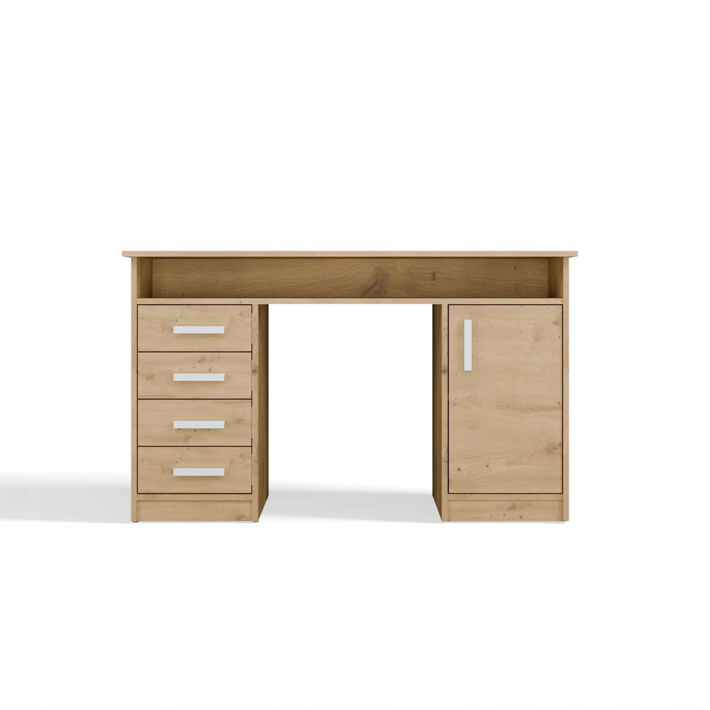 Top E Shop Topeshop ADA DESK Ąžuolo ARTISAN 125 cm 4 stalčiai Spintelės lentynos biuro kambariui Na Nešiojamas kompiuteris