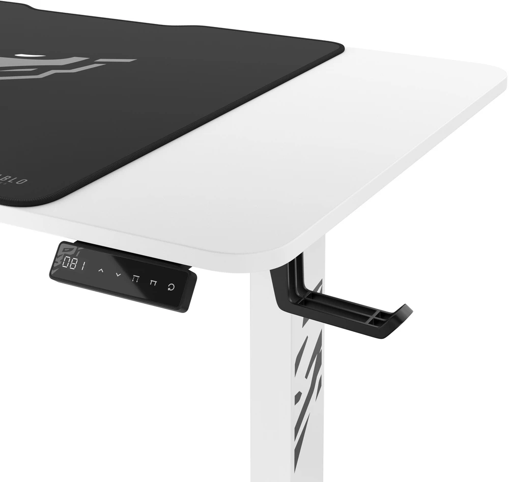 Diablo Chairs Diablo X-Tension 1100 Baltas elektra reguliuojamas Žaidimų Stalas | 1100 x 600 x 1170 mm
