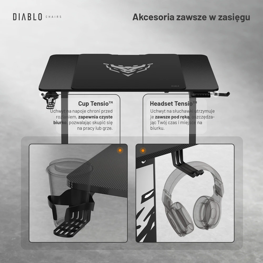 Diablo Chairs Diablo X-TENSIO 1100 Electric Desk juoda