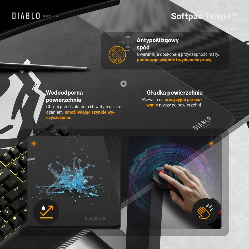 Diablo Chairs Diablo X-TENSIO 1100 Electric Desk juoda