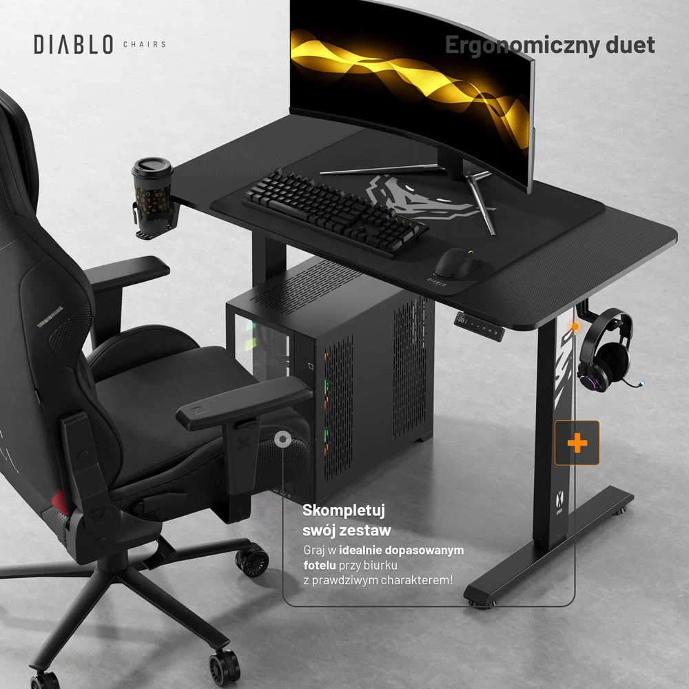 Diablo Chairs Diablo X-TENSIO 1100 Electric Desk juoda