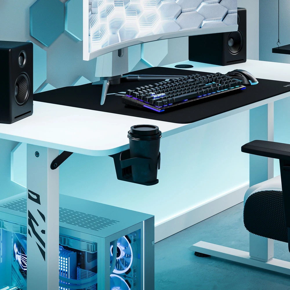 Diablo Chairs Diablo X-Tension 1400 Baltas elektra reguliuojamas Žaidimų Stalas | 1400 x 600 x 1170 mm