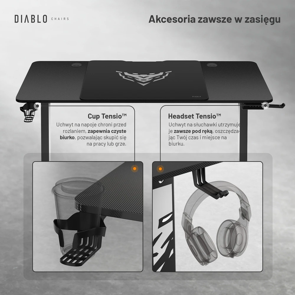 Diablo Chairs Diablo X-Tension 1400 Juodas elektra reguliuojamas Žaidimų Stalas | 1400 x 600 x 1170 mm