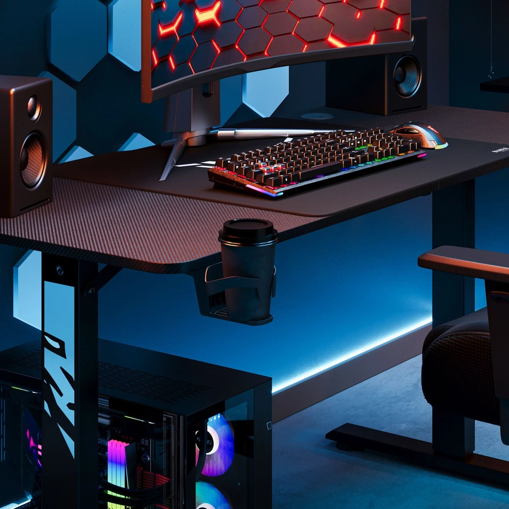 Diablo Chairs Diablo X-Tension 1400 Juodas elektra reguliuojamas Žaidimų Stalas | 1400 x 600 x 1170 mm