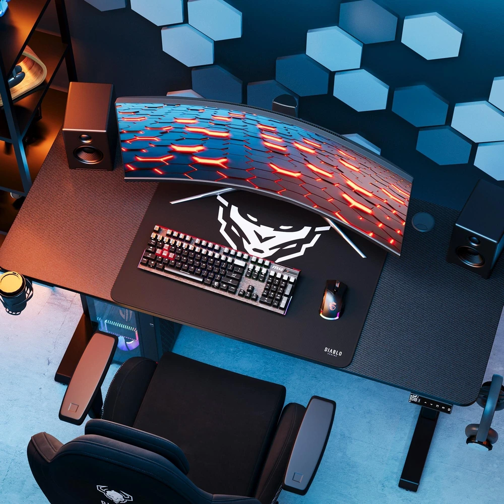 Diablo Chairs Diablo X-Tension 1400 Juodas elektra reguliuojamas Žaidimų Stalas | 1400 x 600 x 1170 mm