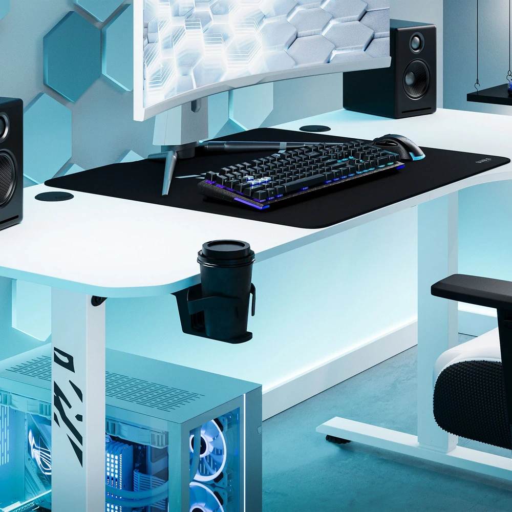 Diablo Chairs Diablo X-Tension 1600 Baltas elektra reguliuojamas Žaidimų Stalas | 1600 x 600 x 1170 mm