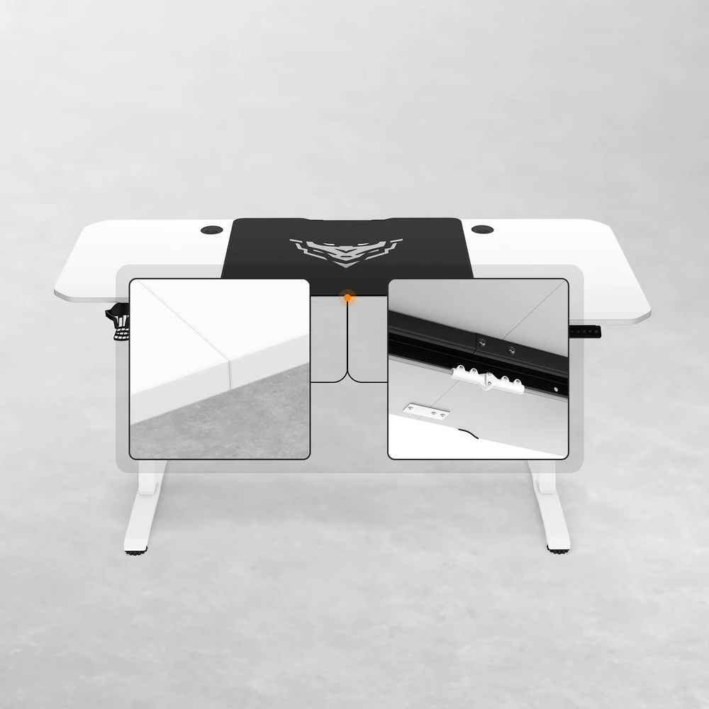 Diablo Chairs Diablo X-Tension 1600 Baltas elektra reguliuojamas Žaidimų Stalas | 1600 x 600 x 1170 mm