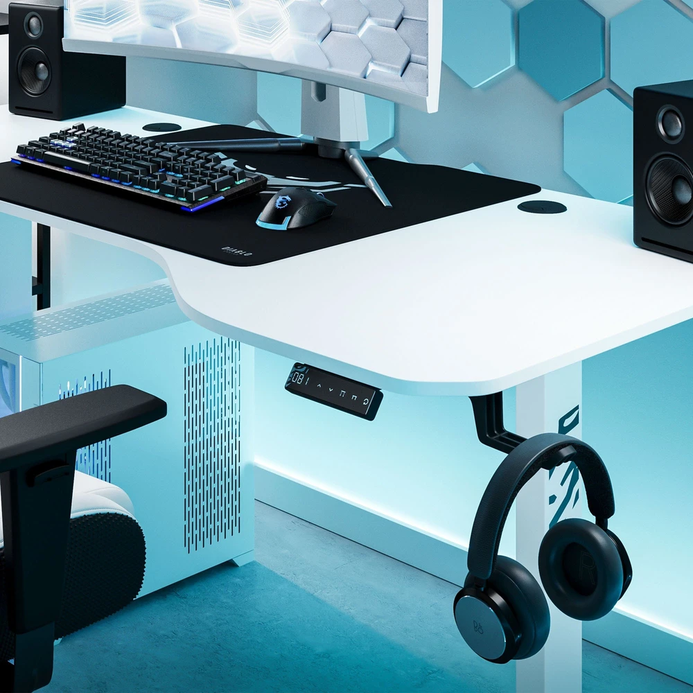 Diablo Chairs Diablo X-Tension 1600 Baltas elektra reguliuojamas Žaidimų Stalas | 1600 x 600 x 1170 mm