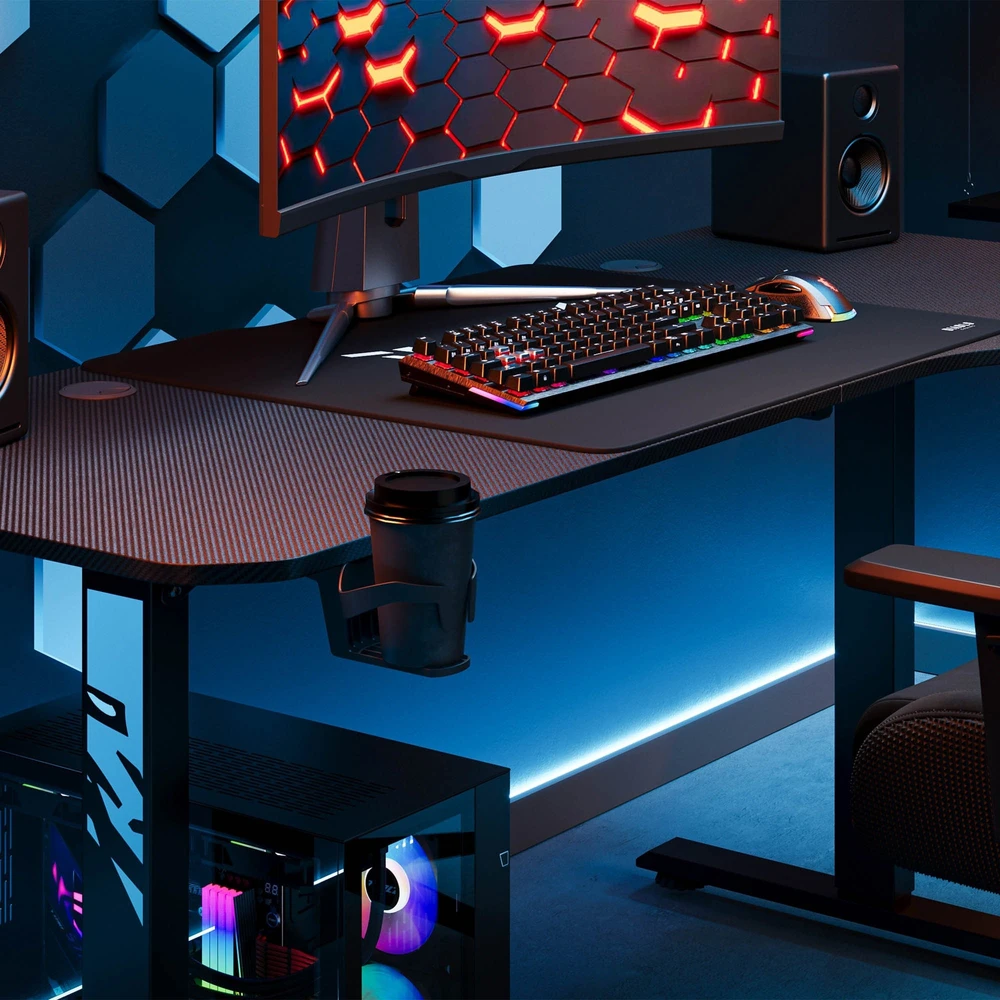 Diablo Chairs Diablo X-Tension 1600 Juodas elektra reguliuojamas Žaidimų Stalas | 1600 x 600 x 1170 mm