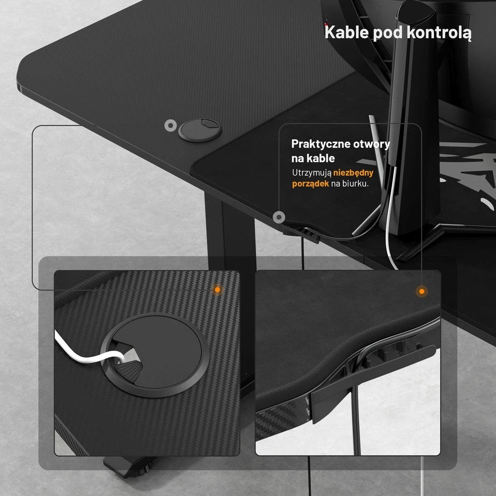 Diablo Chairs Diablo X-Tension 1600 Juodas elektra reguliuojamas Žaidimų Stalas | 1600 x 600 x 1170 mm