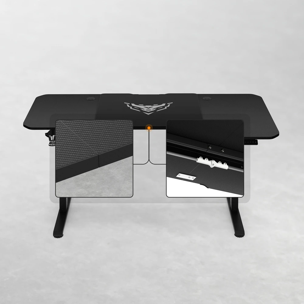 Diablo Chairs Diablo X-Tension 1600 Juodas elektra reguliuojamas Žaidimų Stalas | 1600 x 600 x 1170 mm