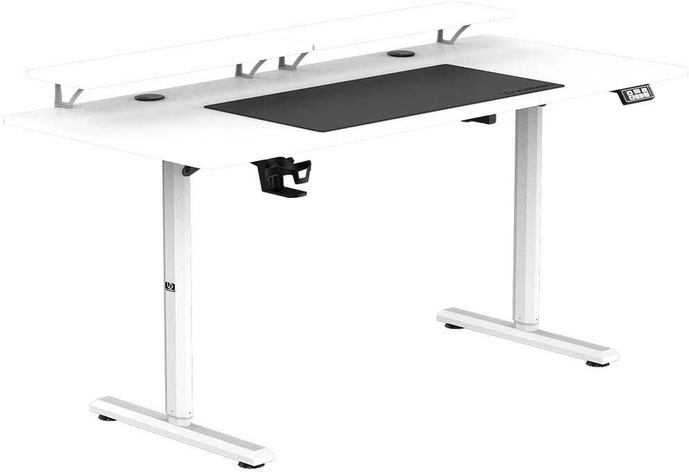 ULTRADESK HIGHLANDER XXL Baltas Biurko su elektryczną regulacją aukščio su laikikliu ausinės i kable 160X70 cm, balta