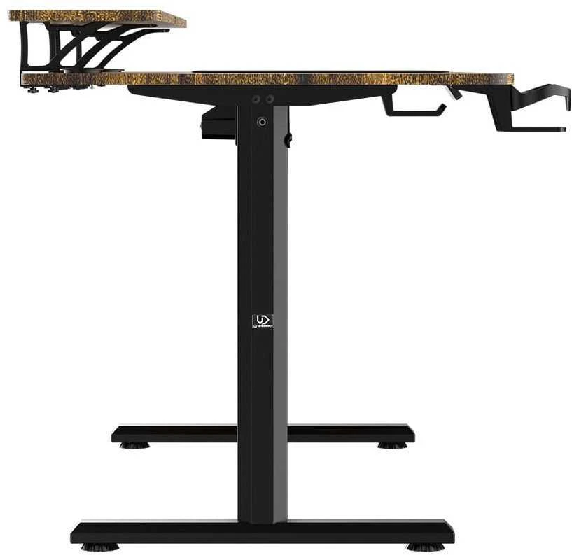 ULTRADESK HIGHLANDER XXL BROWN Biurko su elektryczną regulacją aukščio su laikikliu ausinės i kable 160X70 cm, ruda