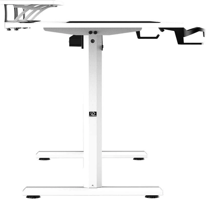 ULTRADESK HIGHLANDER XXL Baltas Biurko su elektryczną regulacją aukščio su laikikliu ausinės i kable 160X70 cm, balta