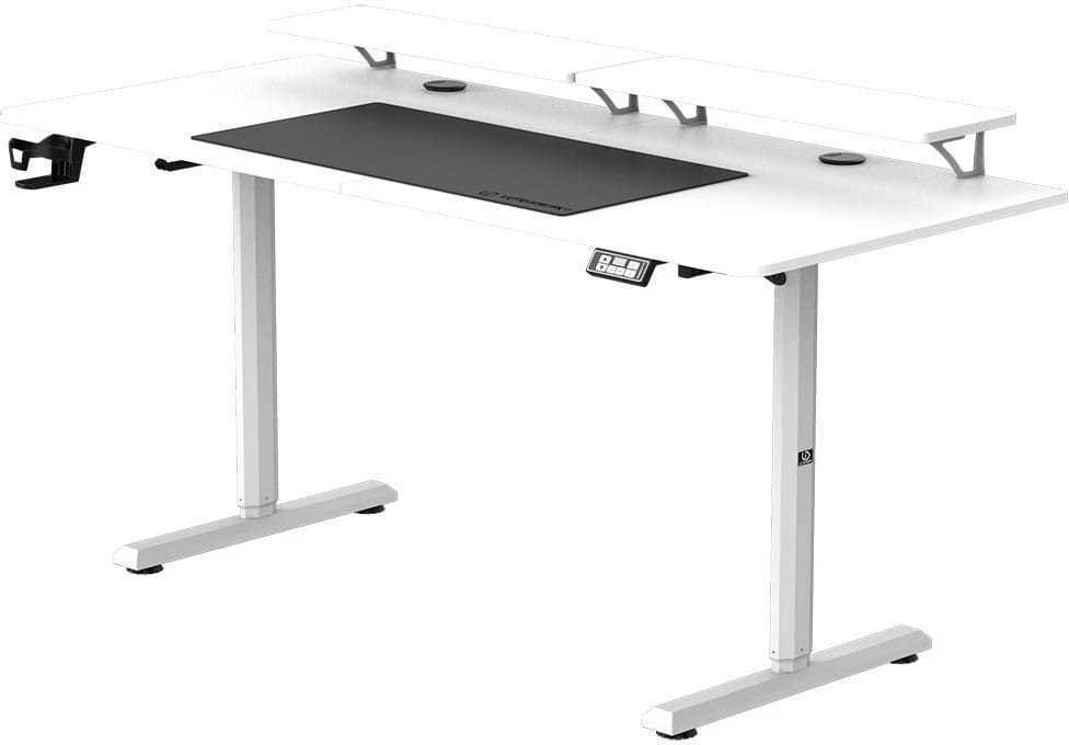 ULTRADESK HIGHLANDER XXL Baltas Biurko su elektryczną regulacją aukščio su laikikliu ausinės i kable 160X70 cm, balta