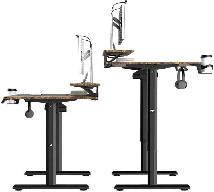 ULTRADESK HIGHLANDER XXL BROWN Biurko su elektryczną regulacją aukščio su laikikliu ausinės i kable 160X70 cm, ruda