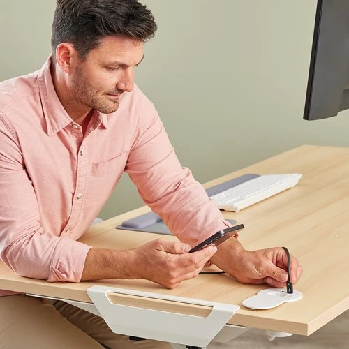 Fellowes Desk Socket įmontuotas stalas 230V USB-A, USB-C balta