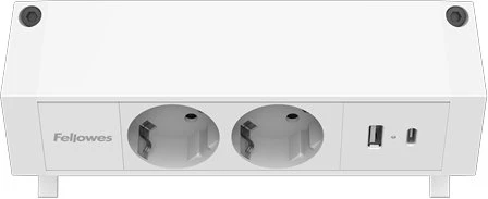 „Fellowes“ biuro modulis su 2 kištukiniais lizdais, USB-A, USB-C, baltas