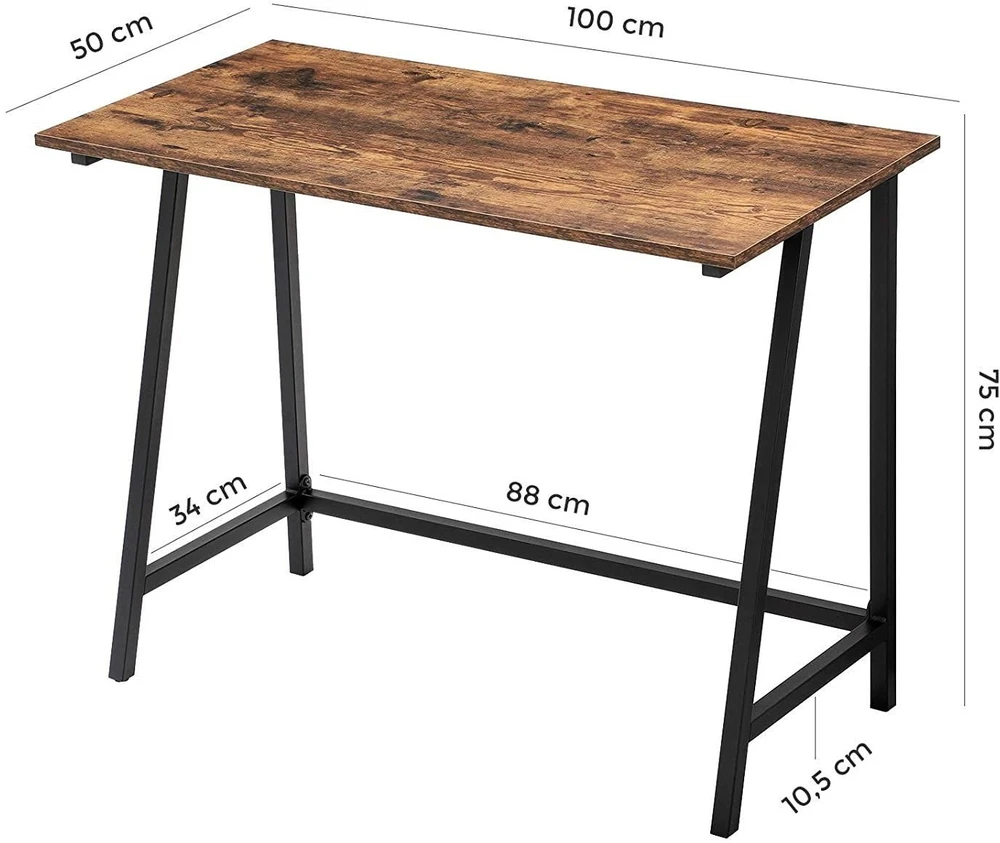 Hurtel Rašomasis stalas su metaliniu rėmu, 100 × 50 × 75 cm