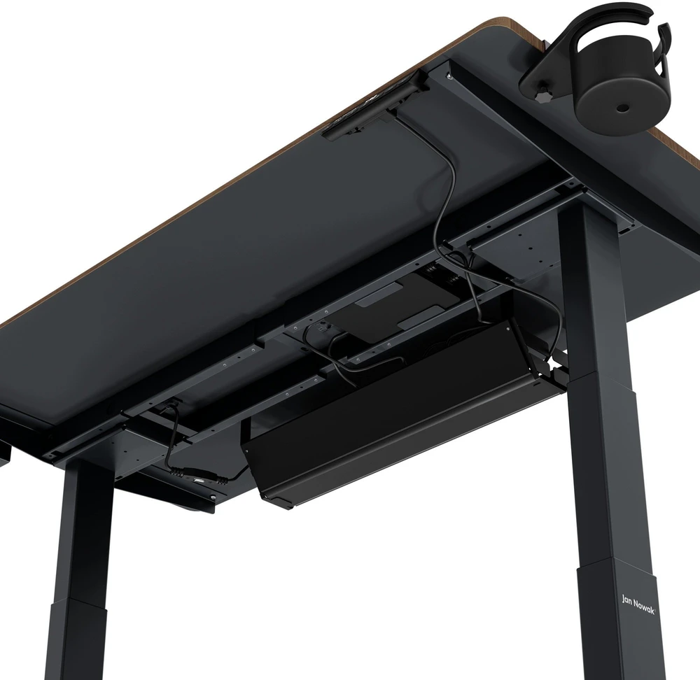 Stalinių Jan Nowak Elektrinis reguliuojamo aukščio ergonominis antracito/riešutmedžio, 1200x600 mm: ARIA (5907367517538)