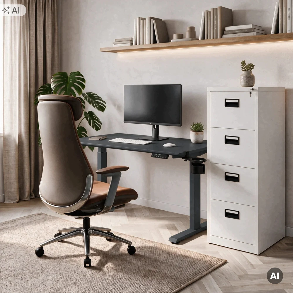 Ergonomiškas elektrinis reguliuojamo aukščio rašomasis stalas, antracito spalvos, 1200x600 mm: ARIA (5907367517477) Jan Nowak