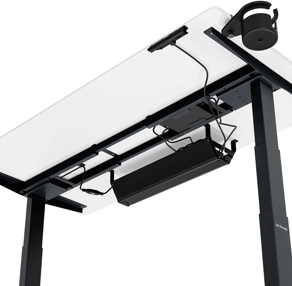 Stalinis Jan Nowak Elektrinis su aukščio reguliavimu ergonomiškas antracito-baltas, 1400x700 mm: ARIA (5907367517453)