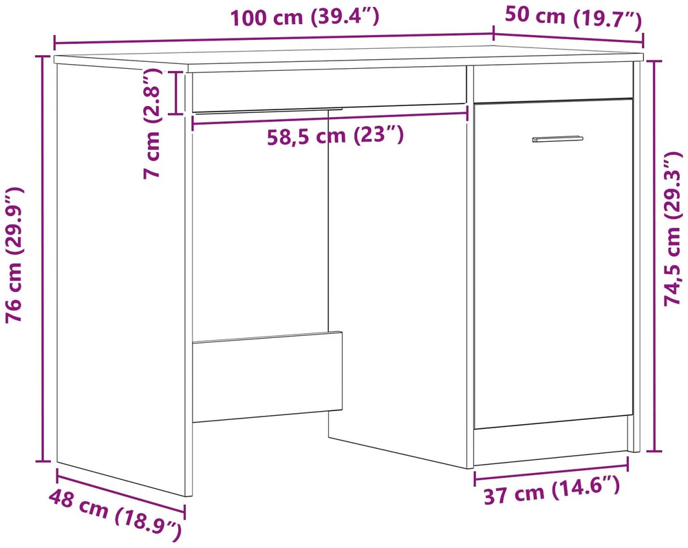 Stalas Juodas ąžuolas 100 x 50 x 76 cm Apdirbta mediena