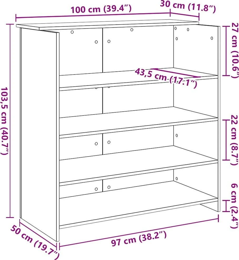 Registratūra, artisano, 100x50x103,5 cm, apdirbta mediena