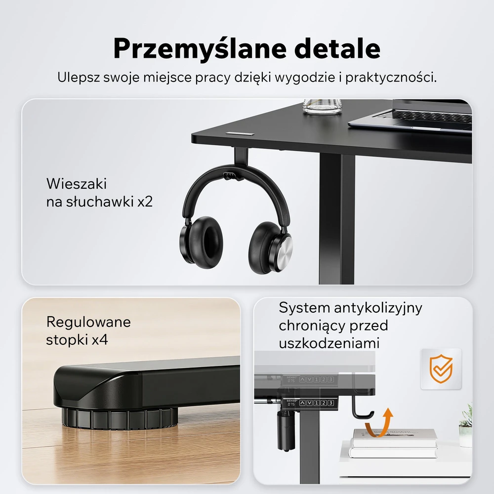 Biurko SENSE7 Rama biurka elektrycznego Nojo Light Juoda
