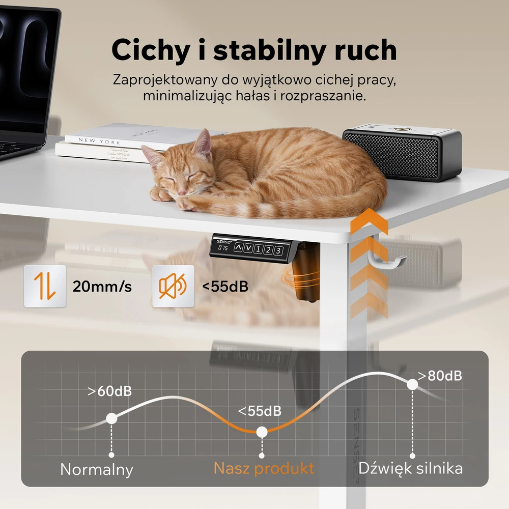 Biurko SENSE7 Rama biurka elektrycznego Nojo Light Balta