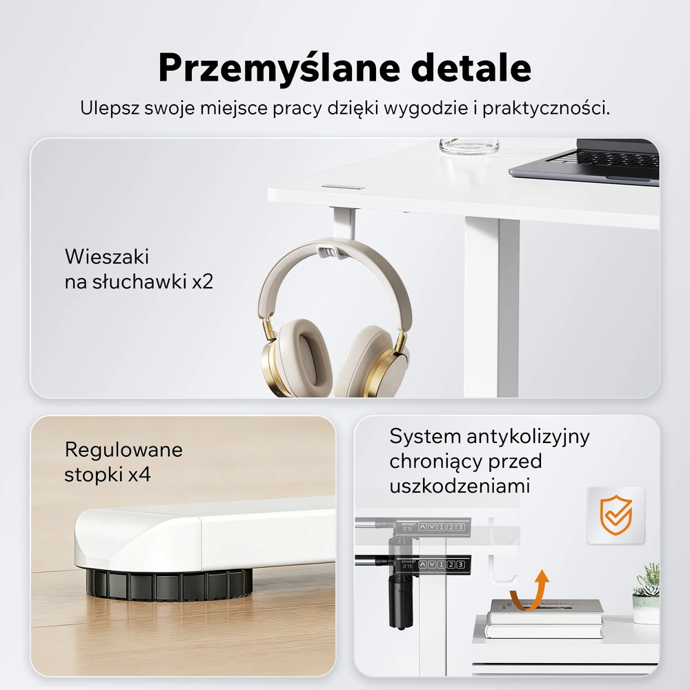 Biurko SENSE7 Rama biurka elektrycznego Nojo Light Balta