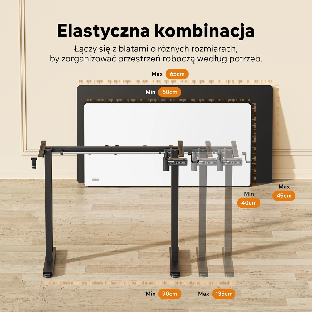 Biurko SENSE7 Rama biurka elektrycznego Nojo Light Juoda