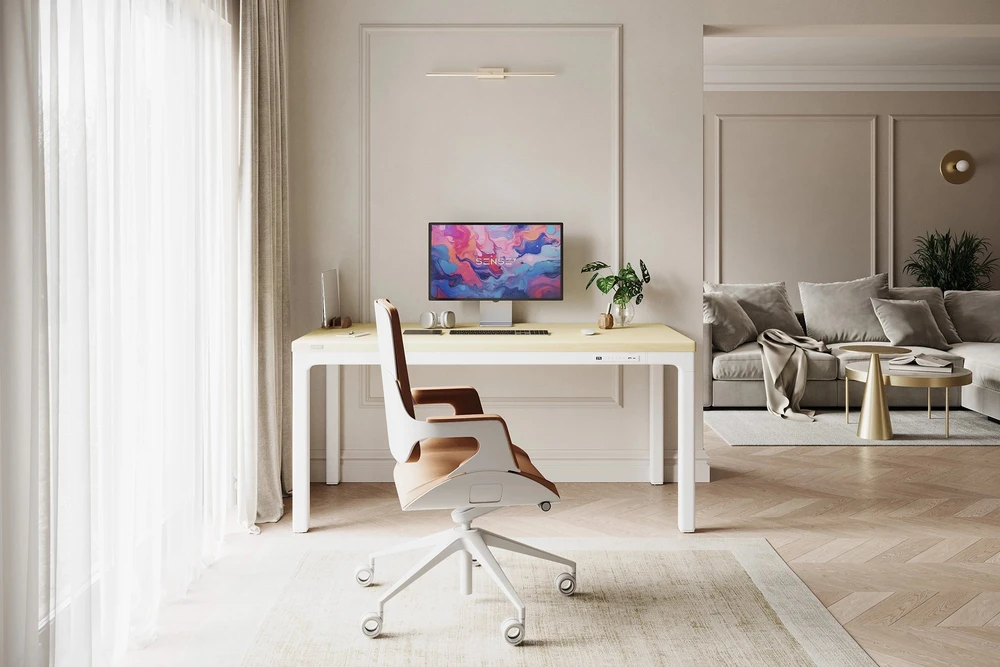 Biurko SENSE7 Blat MDF MANMA Jasnobrązowe 160 cm x 80 cm