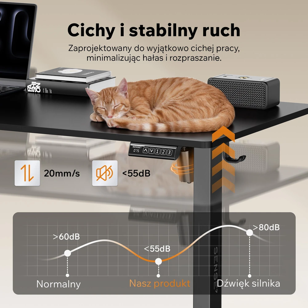 Biurko SENSE7 Rama biurka elektrycznego Nojo Light Juoda