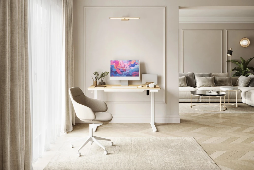 Reguliuojamo aukščio stalas SENSE7 Newai 120 x 60 cm, Baltas/Šviesus