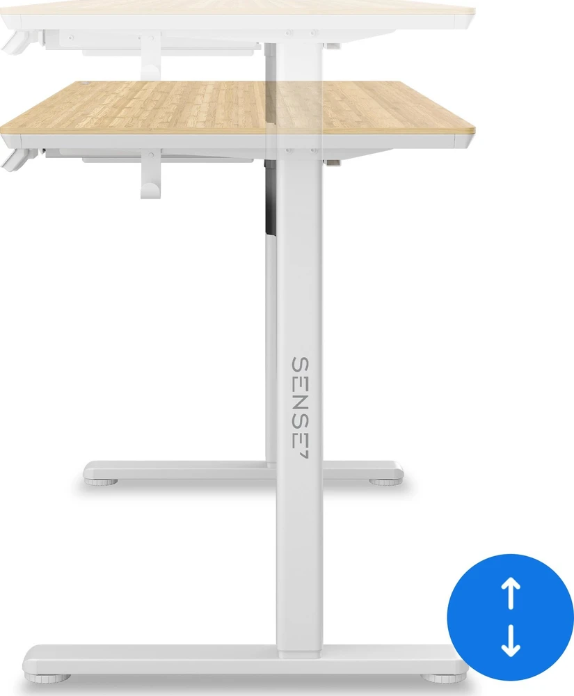 Reguliuojamo aukščio stalas SENSE7 Newai 120 x 60 cm, Baltas/Šviesus