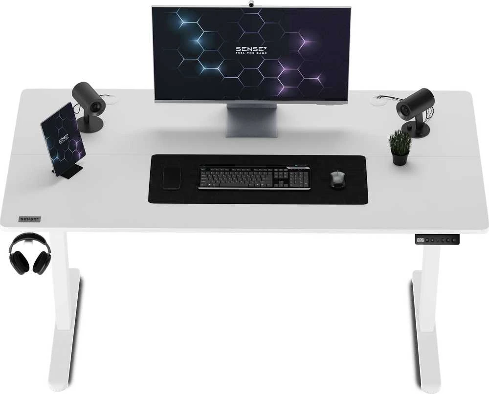 Reguliuojamo aukščio stalas SENSE7 Nojo, 140 cmx70 cm, Baltas