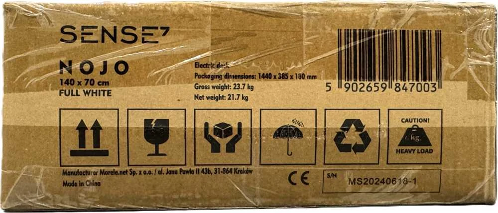 Reguliuojamo aukščio stalas SENSE7 Nojo, 140 cmx70 cm, Baltas