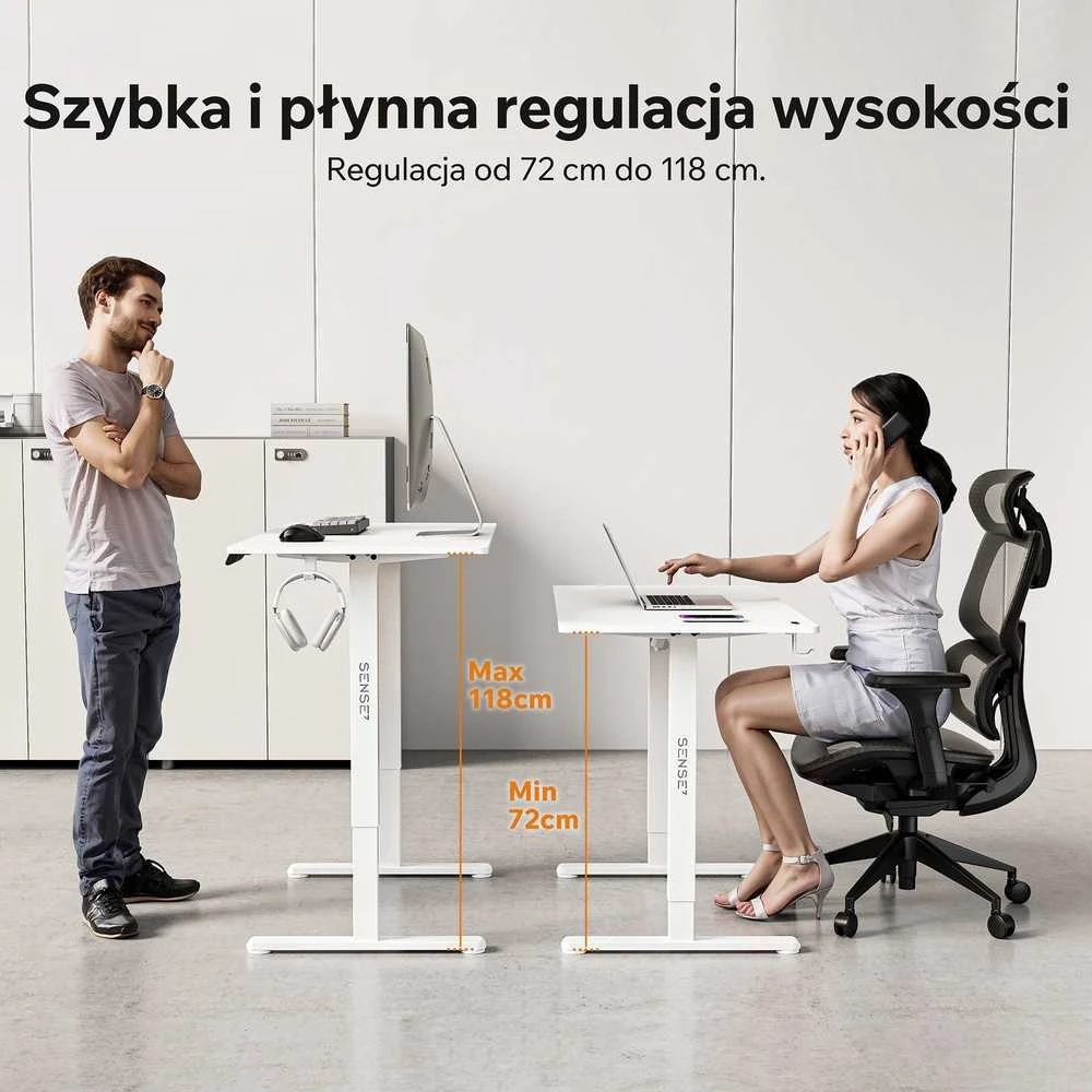 Rašomasis stalas SENSE7 NOJO LIGHT, baltas, 120 × 60 cm