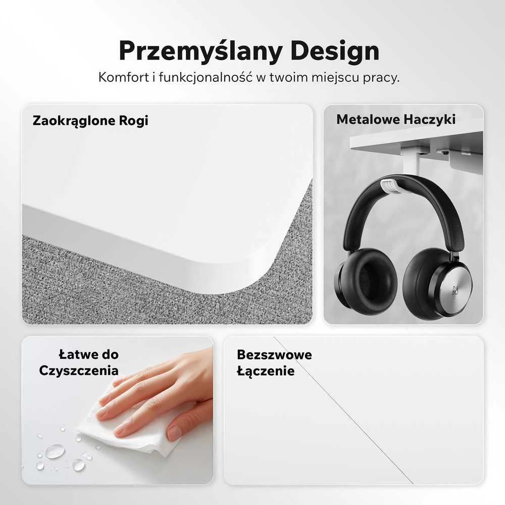 Rašomasis stalas SENSE7 NOJO LIGHT, baltas, 120 × 60 cm