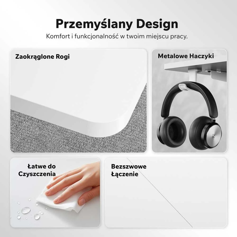 Rašomasis stalas SENSE7 NOJO LIGHT, baltos spalvos, 140×70 cm