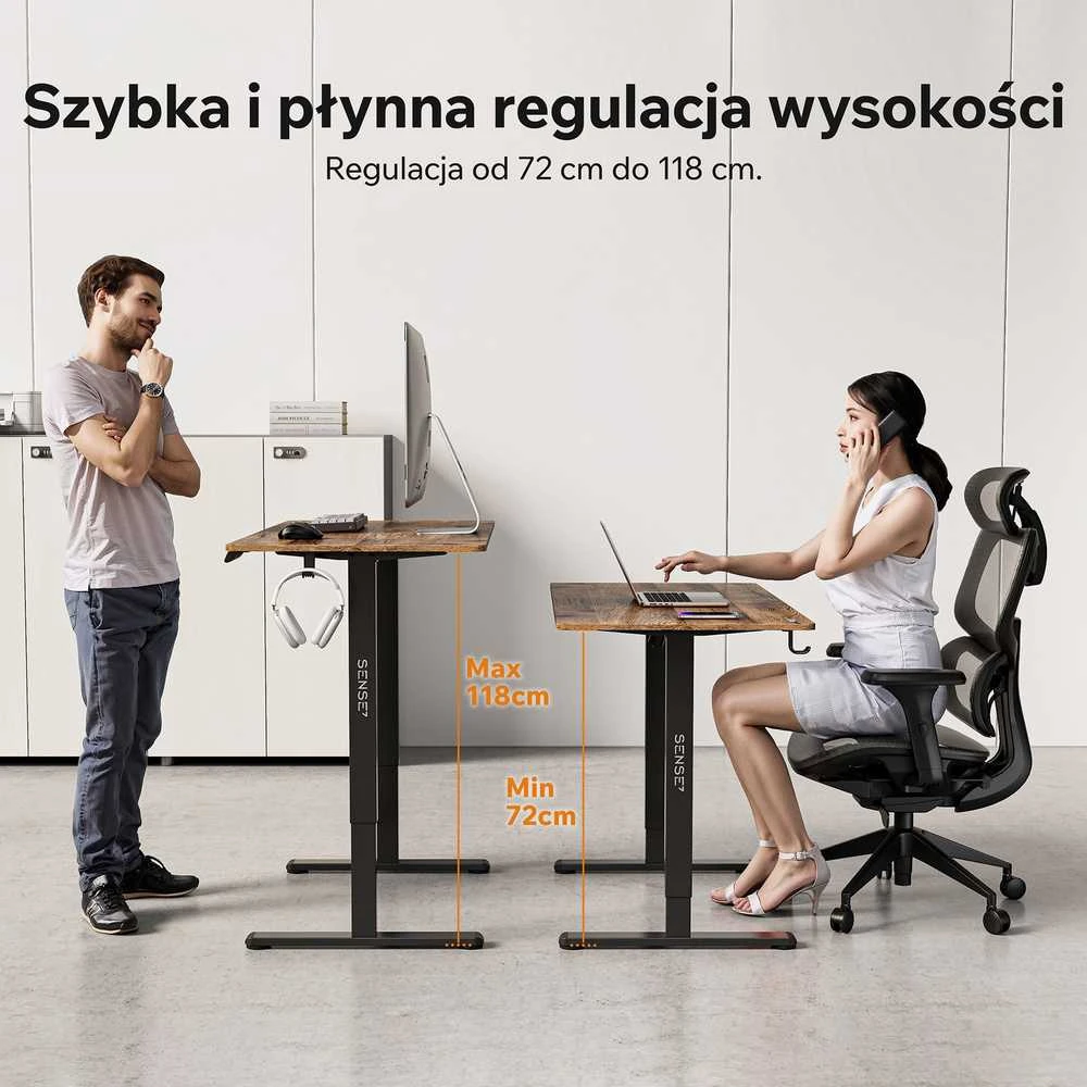 Rašomasis stalas SENSE7 NOJO LIGHT, tamsiai rudas-juodas, 120 × 60 cm