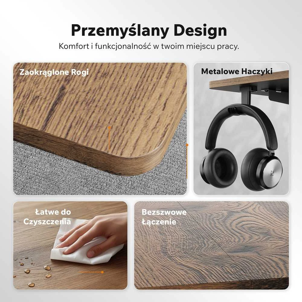 Rašomasis stalas SENSE7 NOJO LIGHT, tamsiai rudas-juodas, 120 × 60 cm