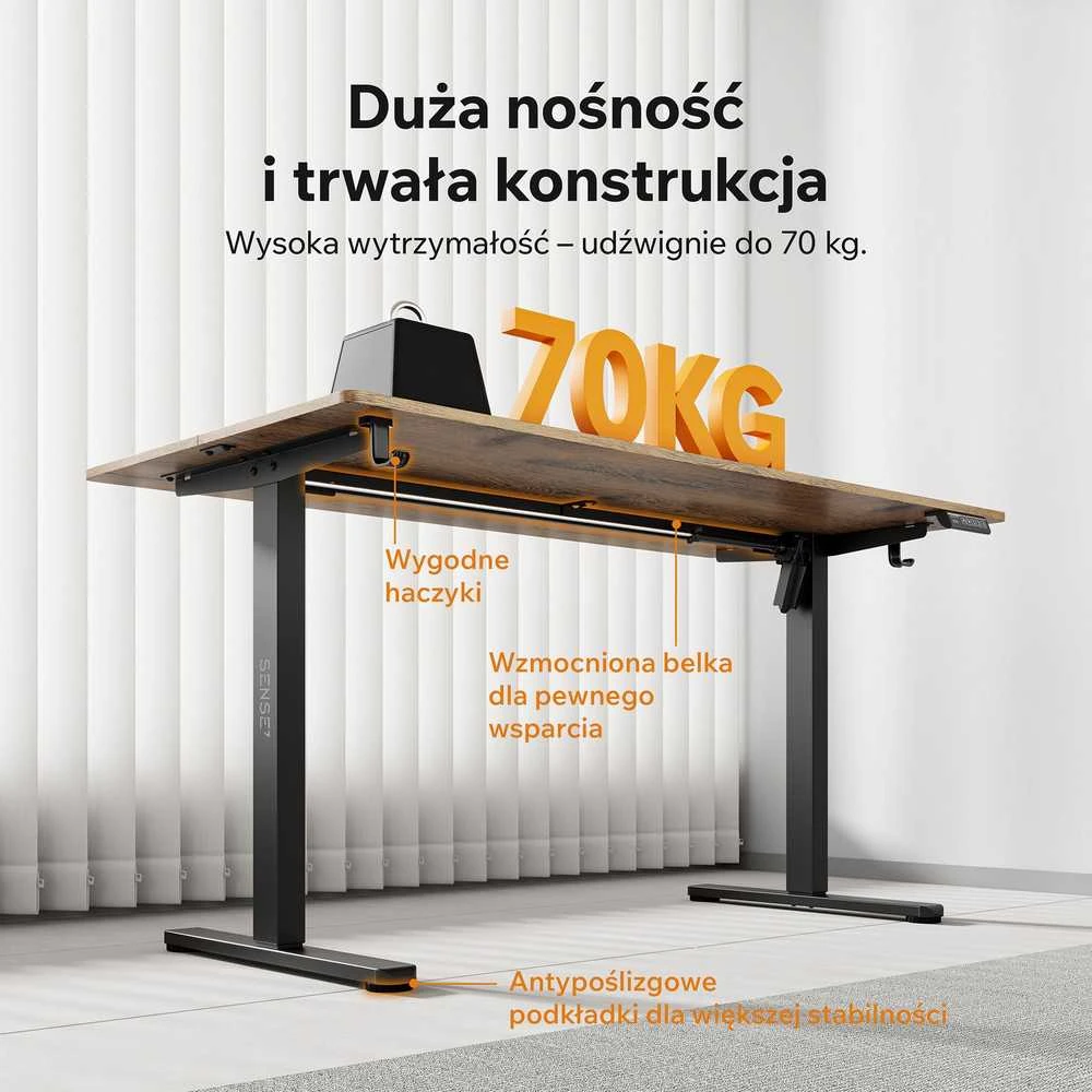 Rašomasis stalas SENSE7 NOJO LIGHT, tamsiai rudos ir juodos spalvos, 140×70 cm