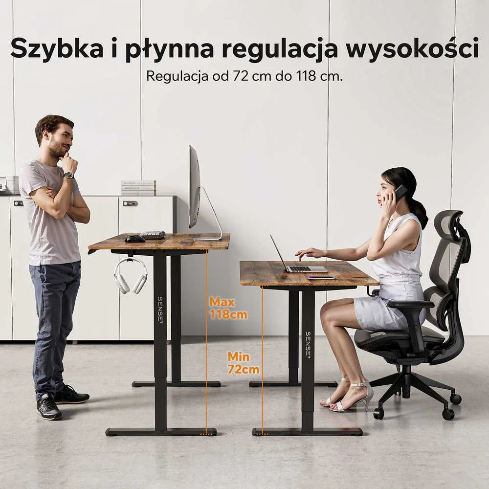 Rašomasis stalas SENSE7 NOJO LIGHT, tamsiai rudos ir juodos spalvos, 140×70 cm