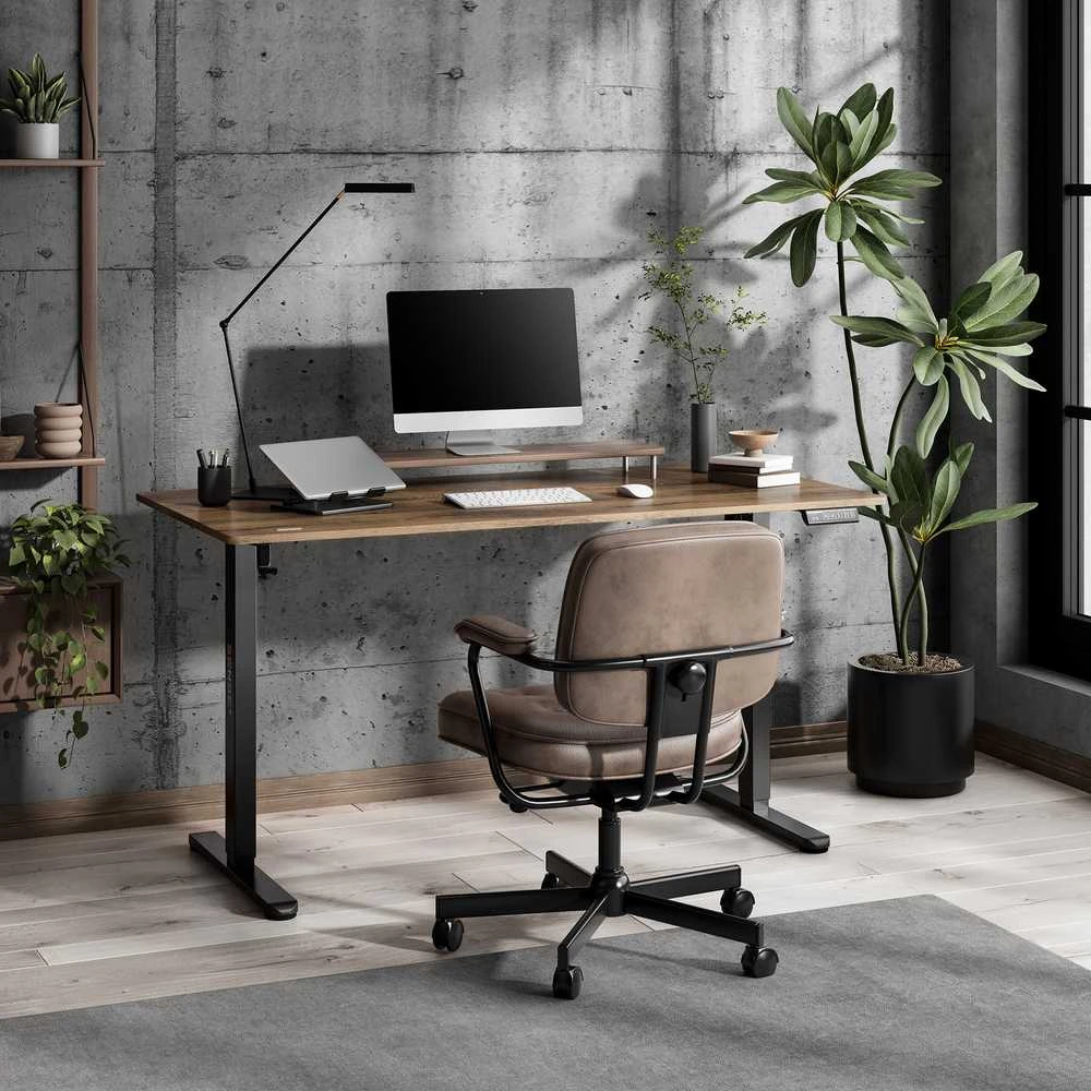 Rašomasis stalas SENSE7 NOJO LIGHT, tamsiai rudos ir juodos spalvos, 140×70 cm
